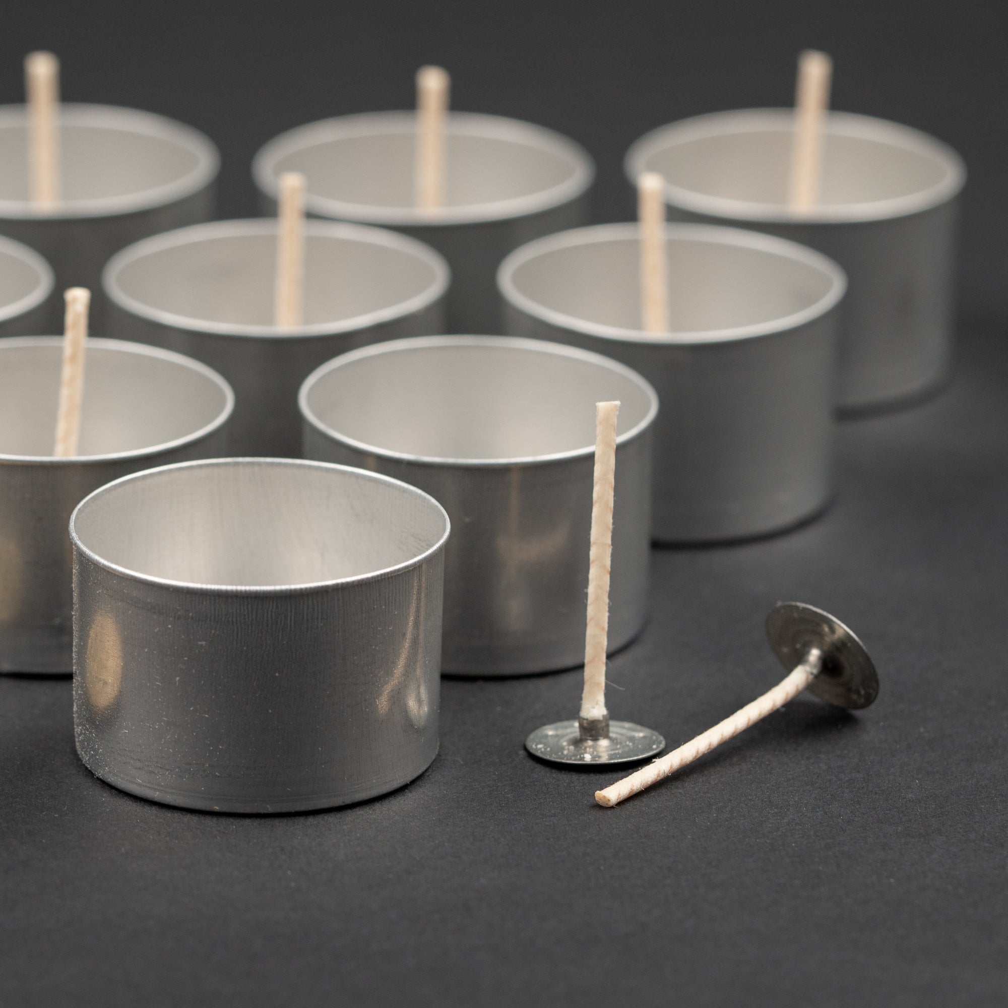 Tea Light wicks and container Set of 10