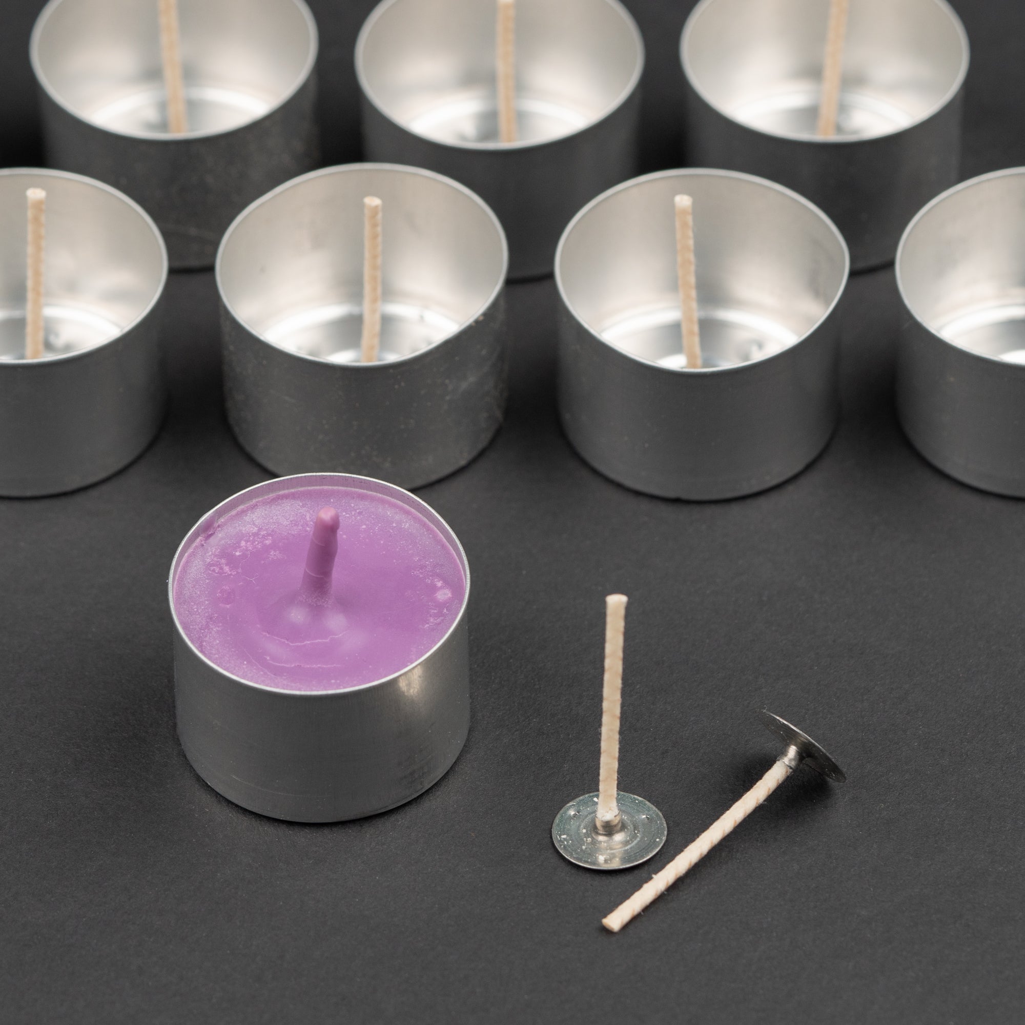 Tea Light wicks and container Set of 10