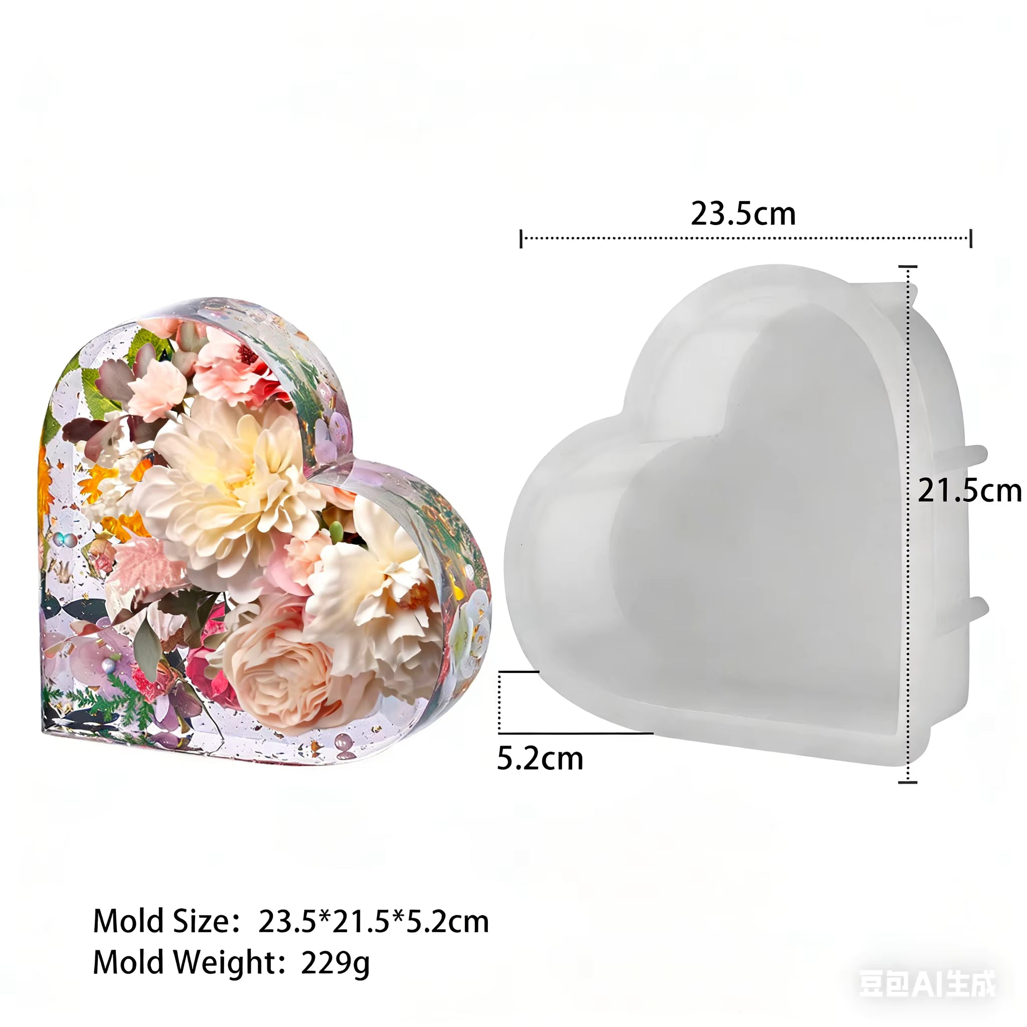 Heart Large Embedding Silicone Mould
