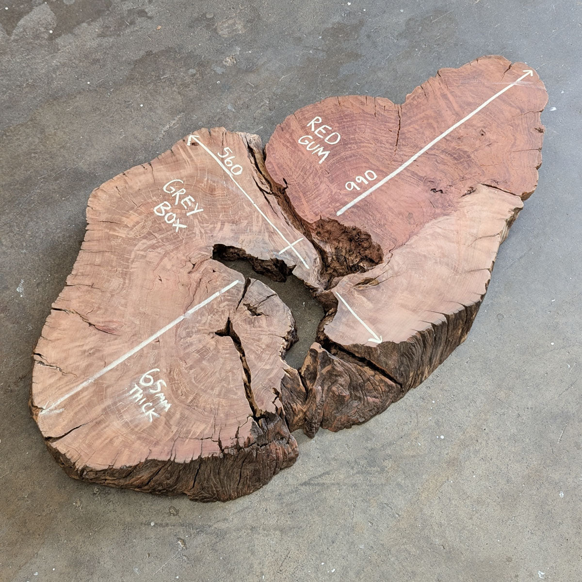 Redgum & Grey Box Fused Timber Slab