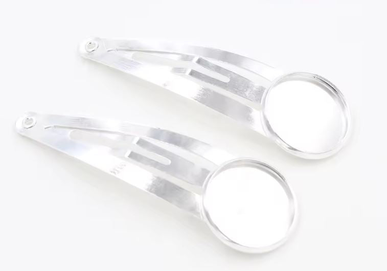 Hair Clips - Round Bezel