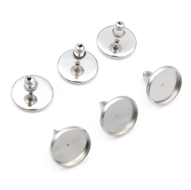 Bezel Stud Set Round 12mm Stainless Steel 5pk