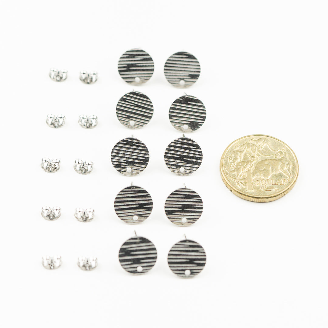 Textured Line Stud 5pr Pk Silver