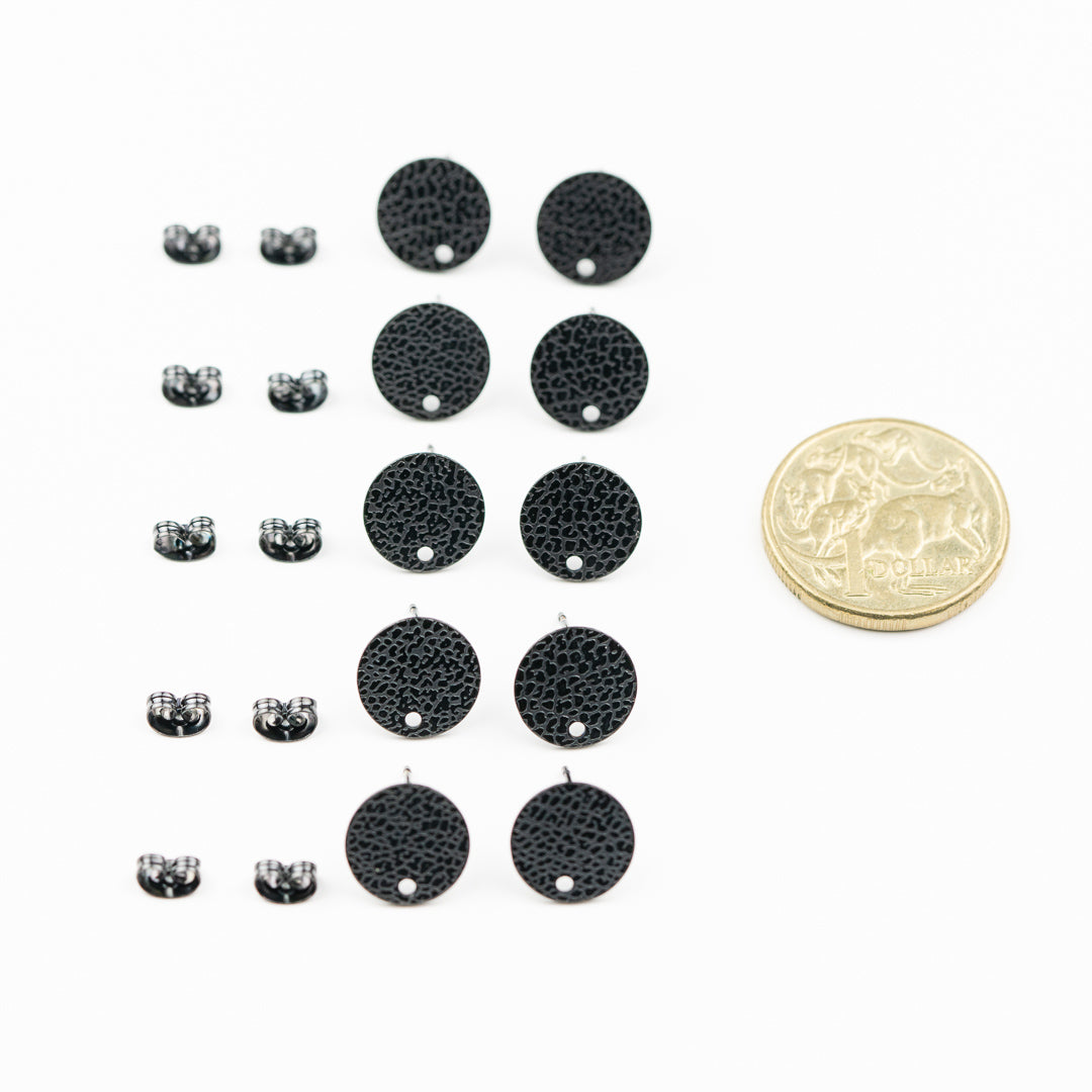 Textured Spot Stud 5pr pk Black