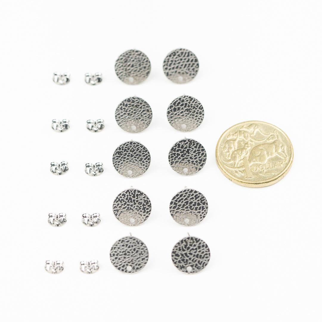 Textured Spot Stud 5pr Pk Silver