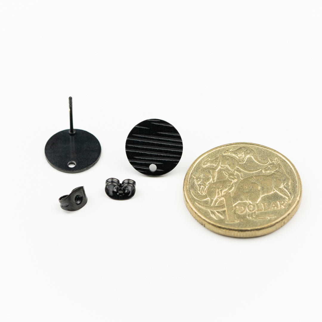 Textured Line Stud 5pr Pk Black