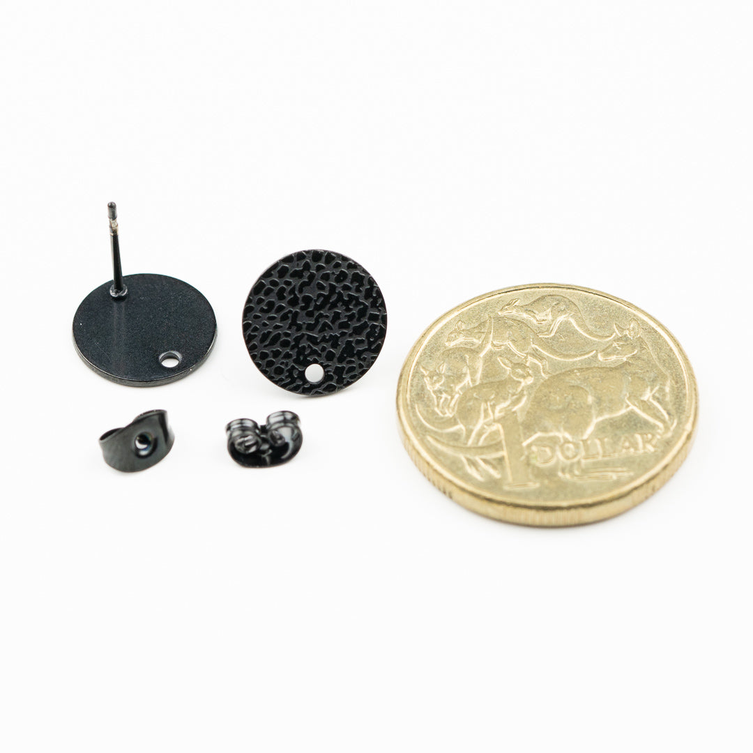 Textured Spot Stud 5pr pk Black