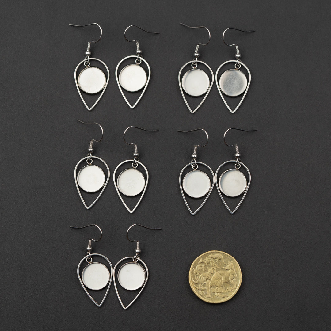 Earring, raindrop & Bezel 10pk