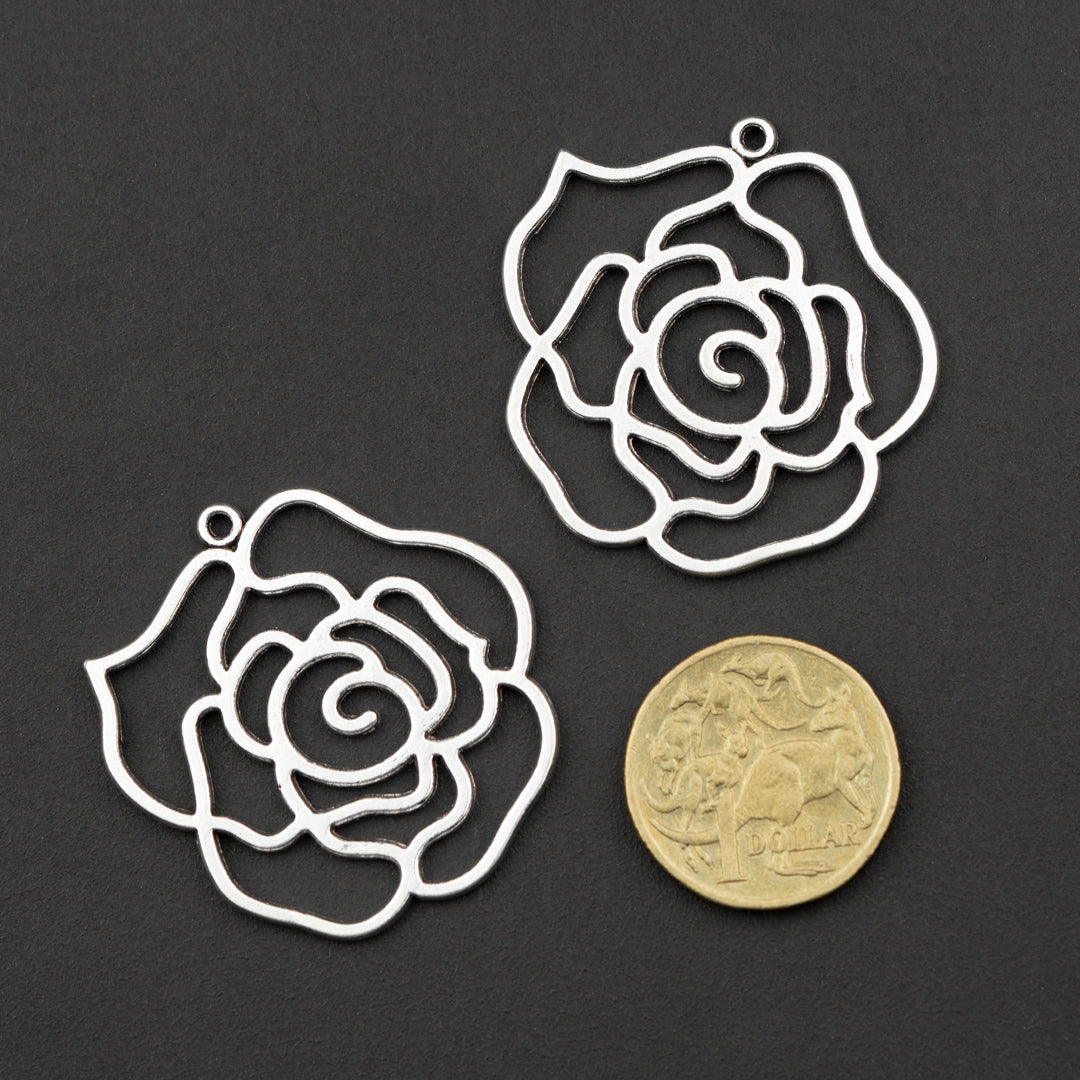Rose pendant open back 2pk