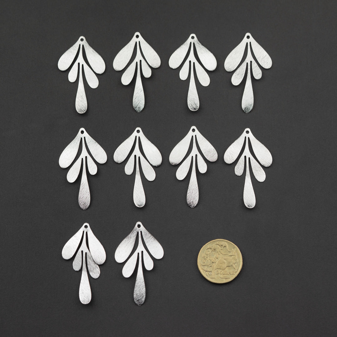 Platinum dangle earring, splash design, 10pk