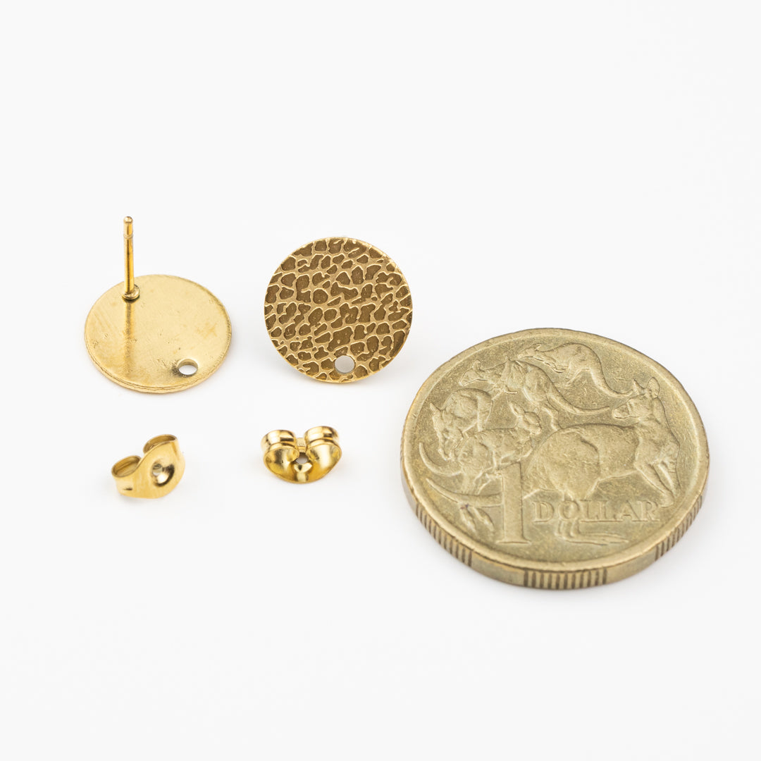 Textured Spot Stud 5pr Pk Gold