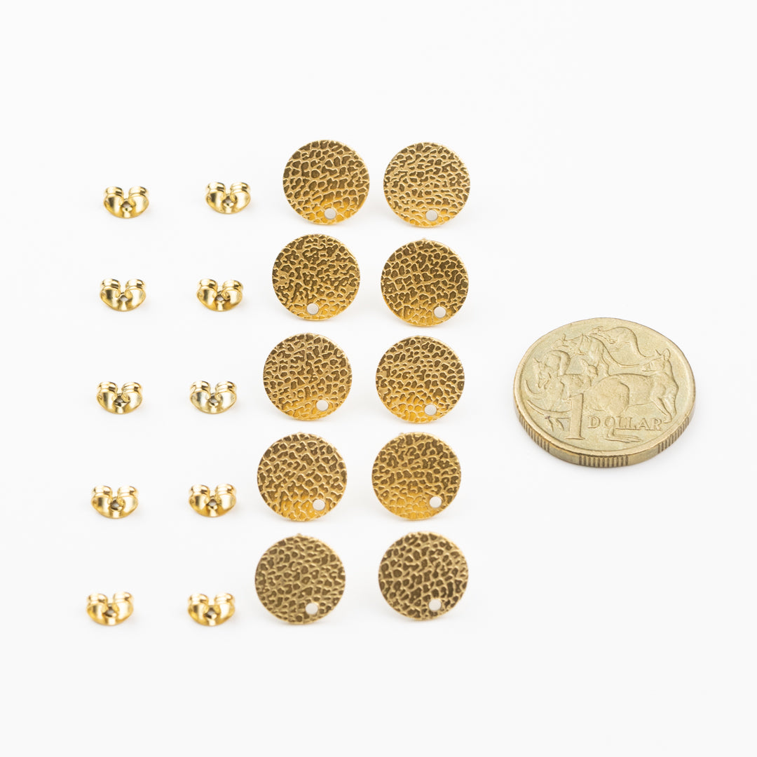 Textured Spot Stud 5pr Pk Gold