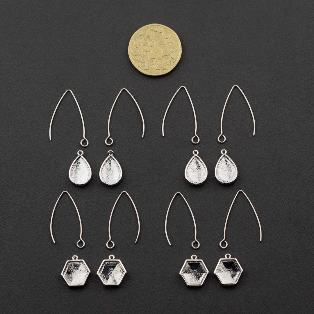 Wishbone Bezel 4 pack Hex & Drop Earring Set