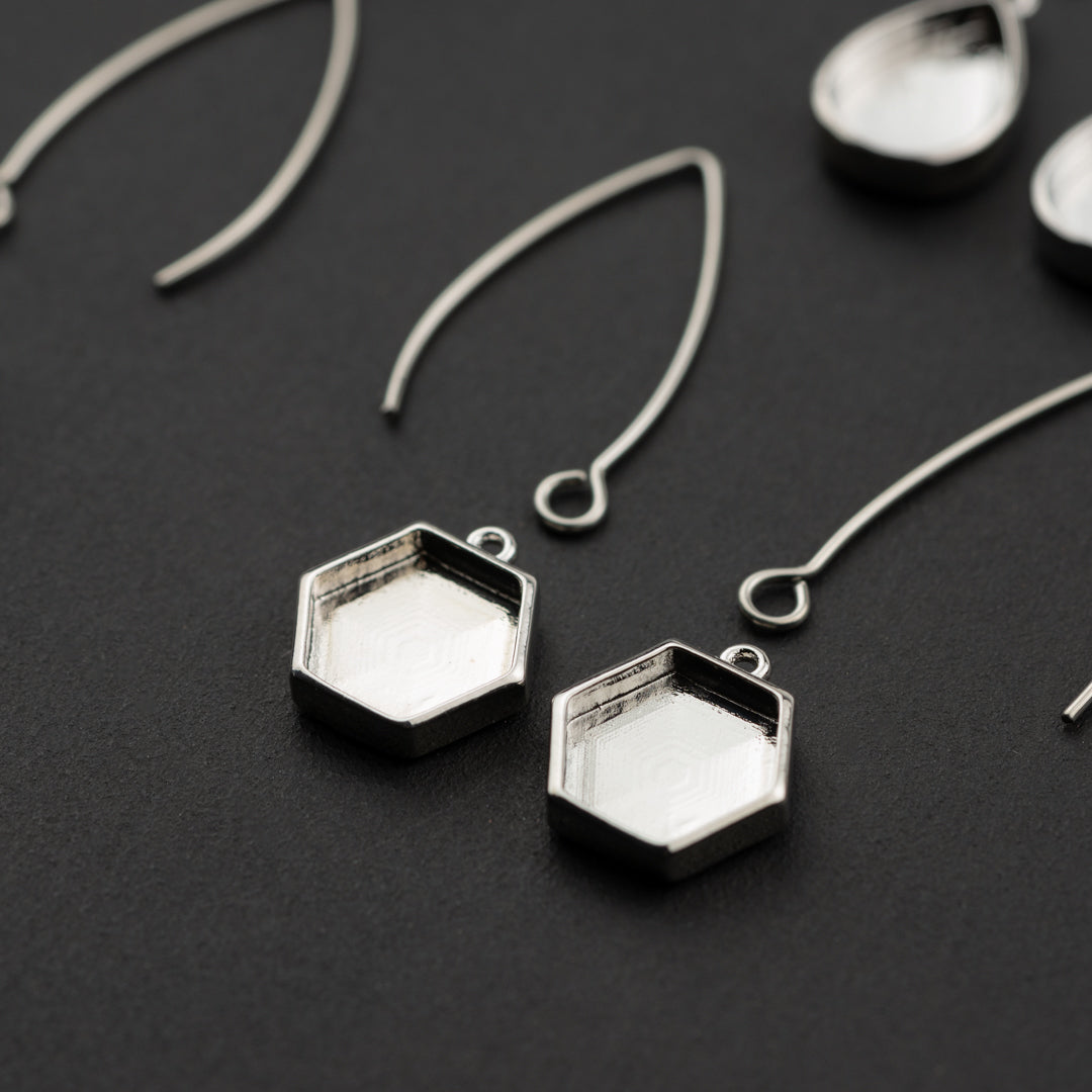 Wishbone Bezel 4 pack Hex & Drop Earring Set