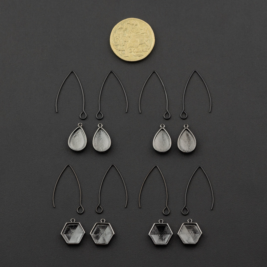 Wishbone Bezel 4 pack Hex & Drop Earring Set