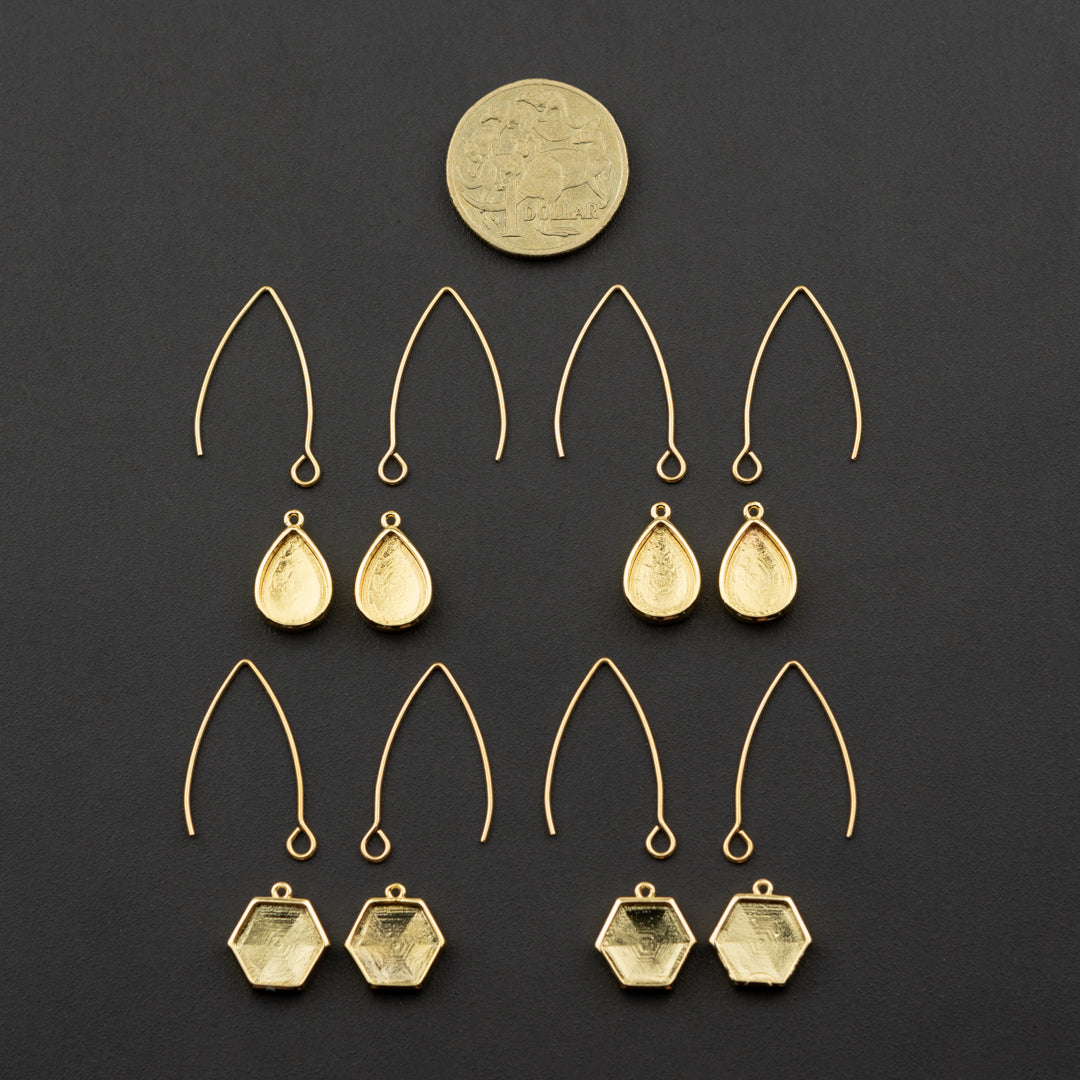 Wishbone Bezel 4 pack Hex & Drop Earring Set