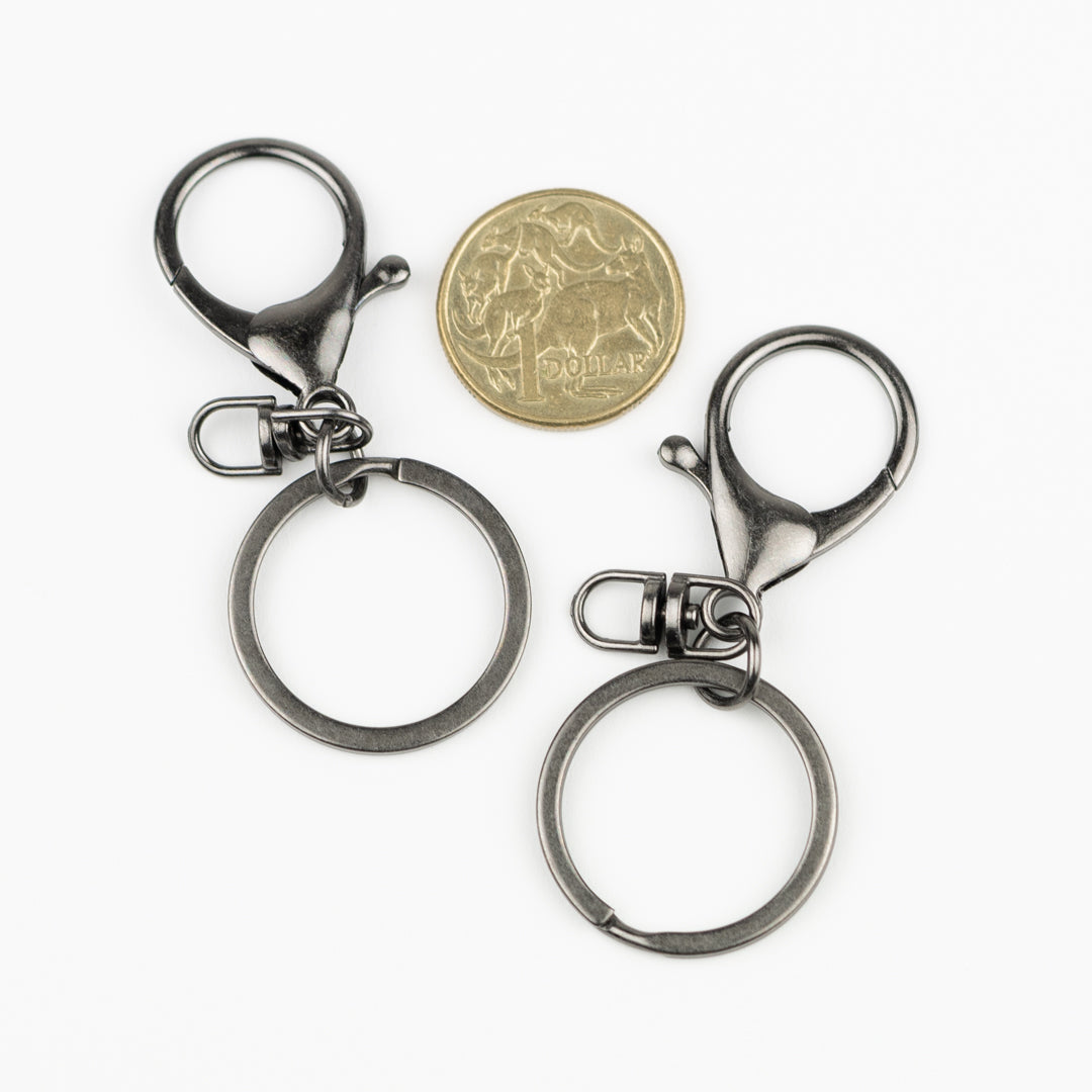 Lobster Claw Clasp Key Chain - gun metal 2pk