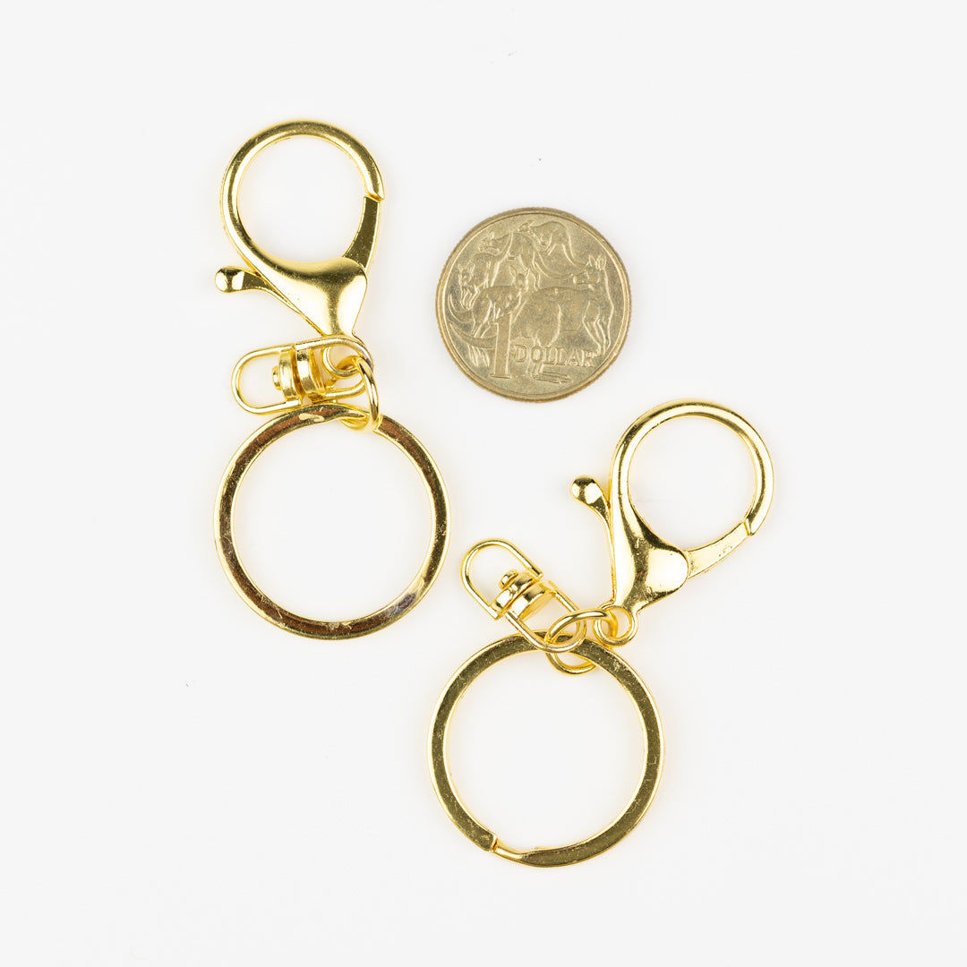 Lobster Claw Clasp Key Chain - Gold 2pk