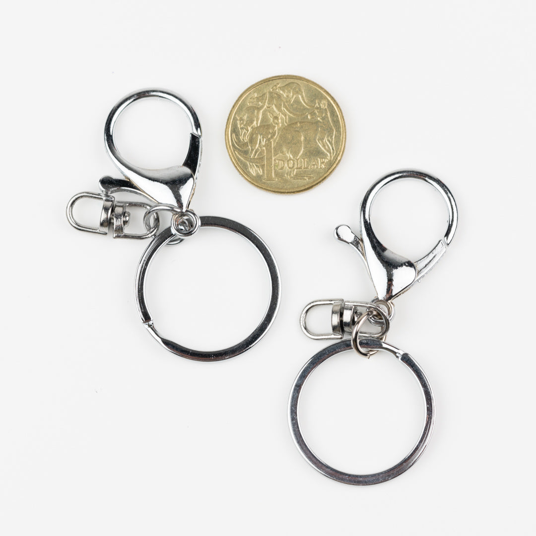 Lobster Claw Clasp Key Chain - Silver 2pk