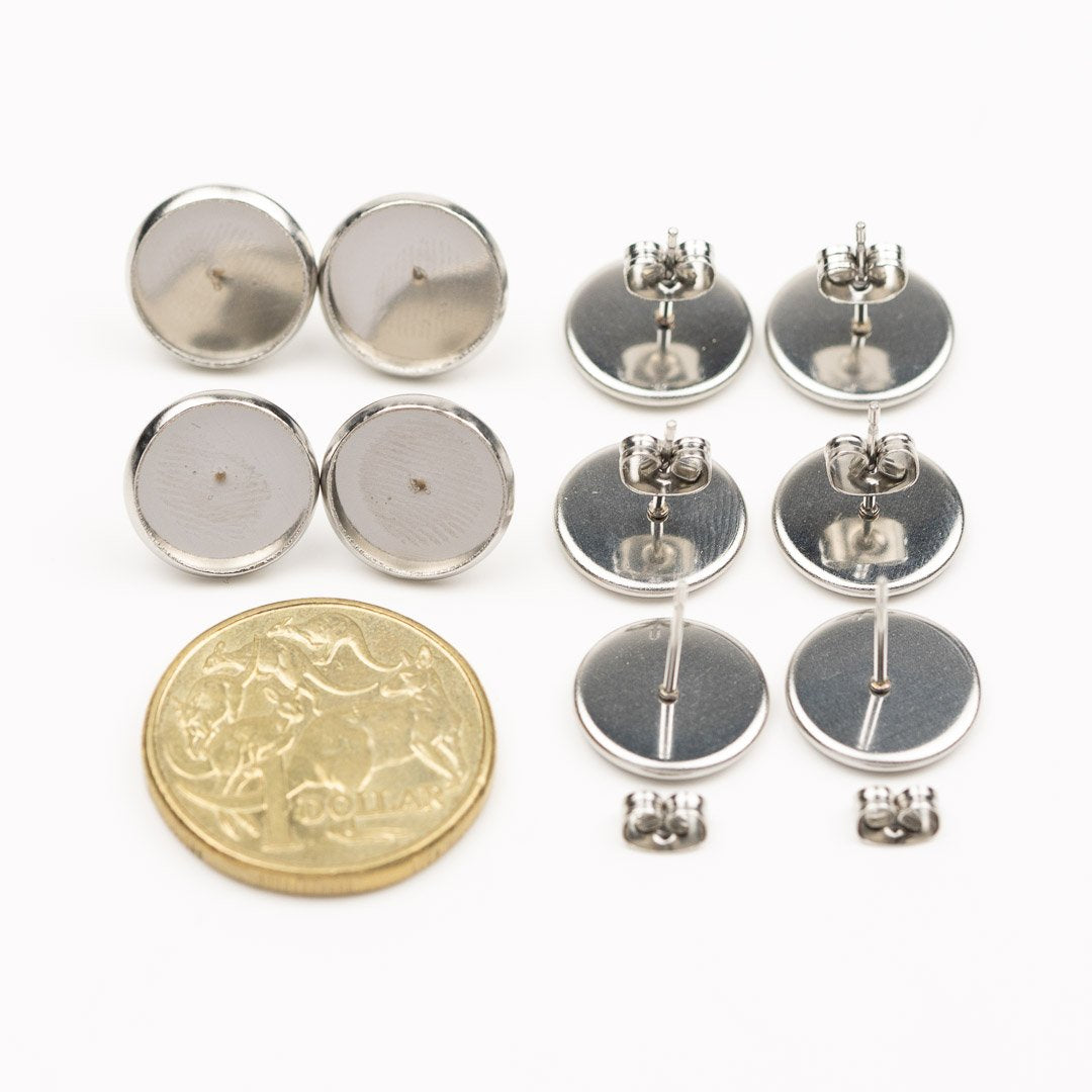 Bezel Stud Set Round 12mm Stainless Steel 5pk