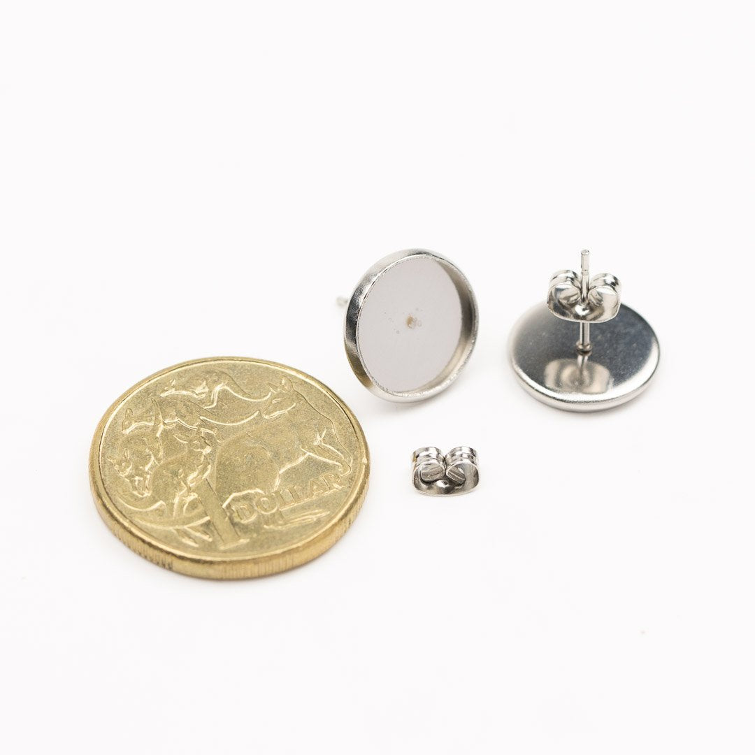 Bezel Stud Set Round 12mm Stainless Steel 5pk