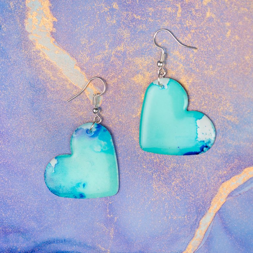 INSTALLING EARRING HARDWARE TO RESIN HEARTS, How To Make Earrings With  Resin