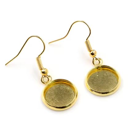 Hook Earring with 12mm Round Bezel