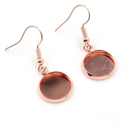 Hook Earring with 12mm Round Bezel