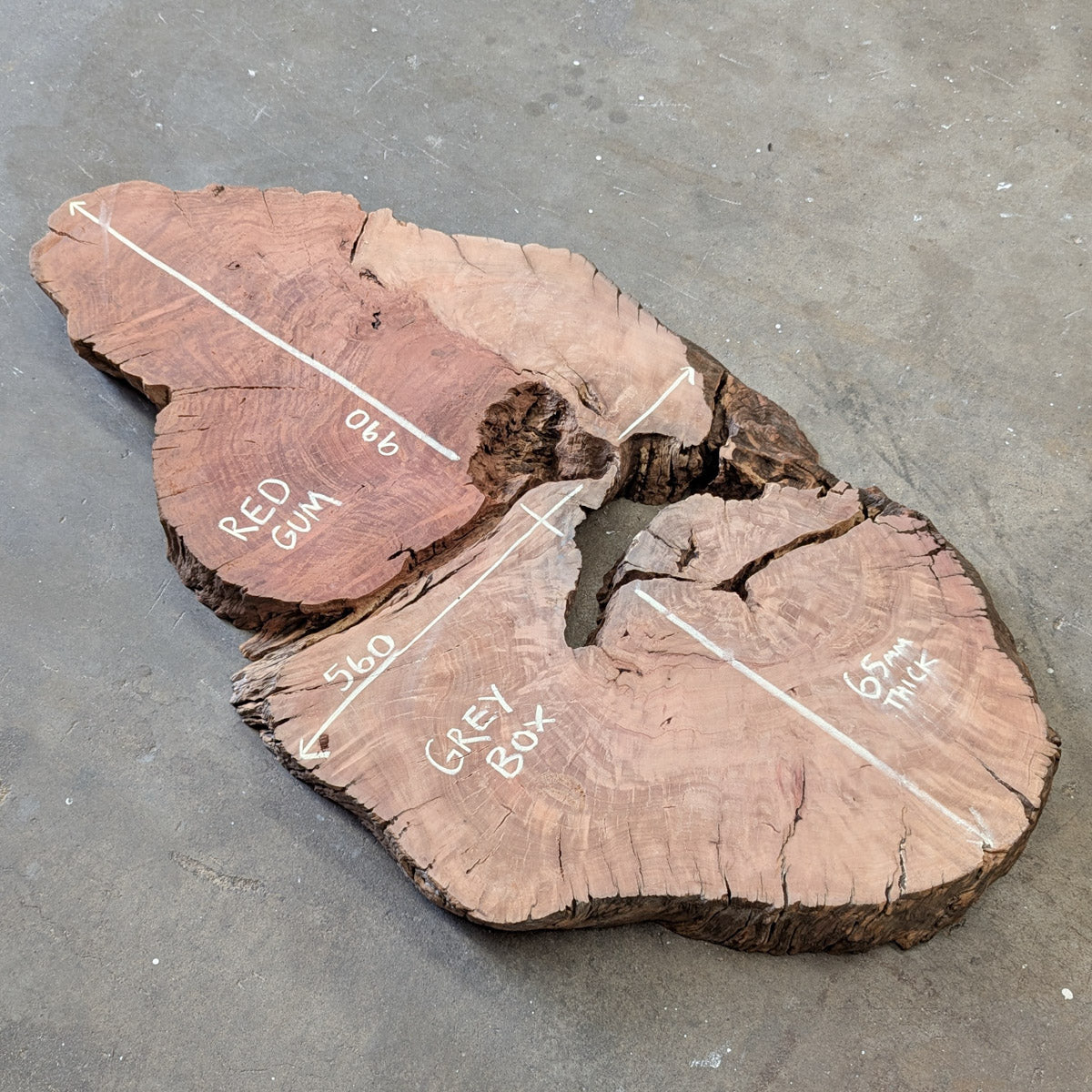 Redgum & Grey Box Fused Timber Slab