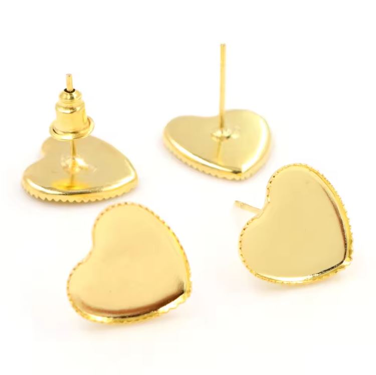 Heart Bezel Earring Studs