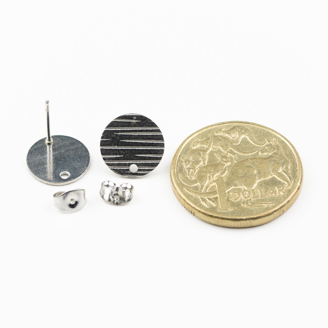 Textured Line Stud 5pr Pk Silver