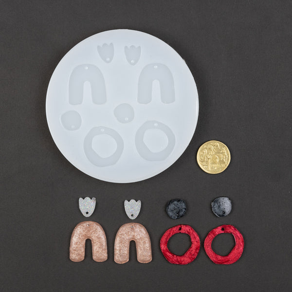 U and Irregular Round Earring silicone mould set