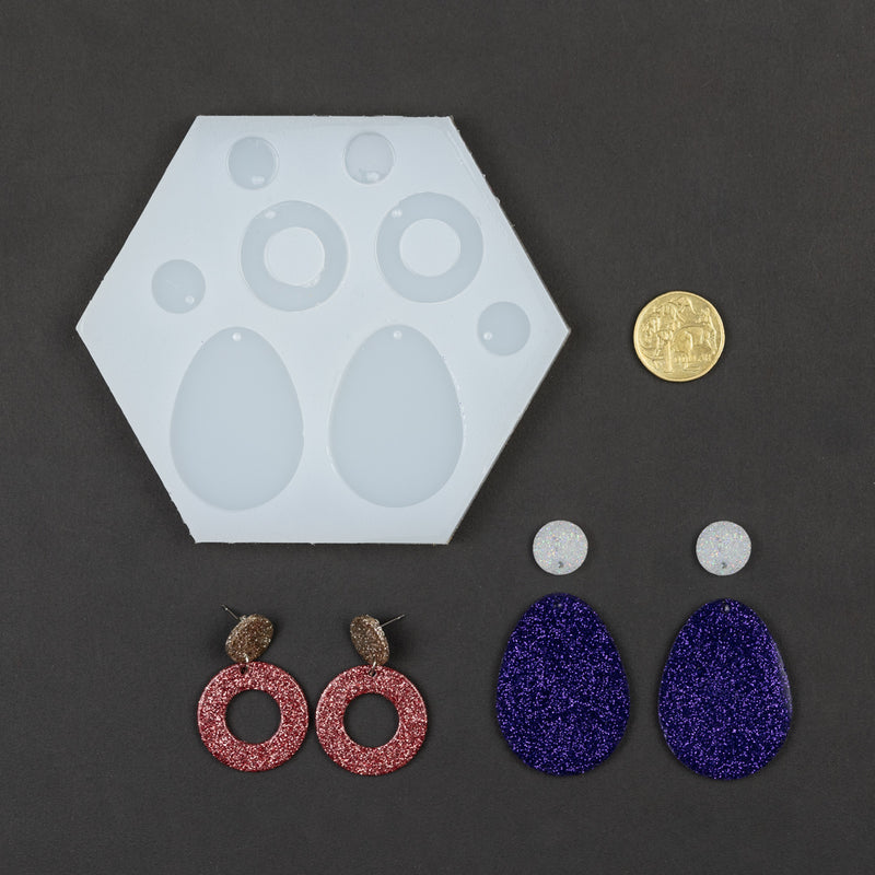 O and tear drop earing silicone mould set