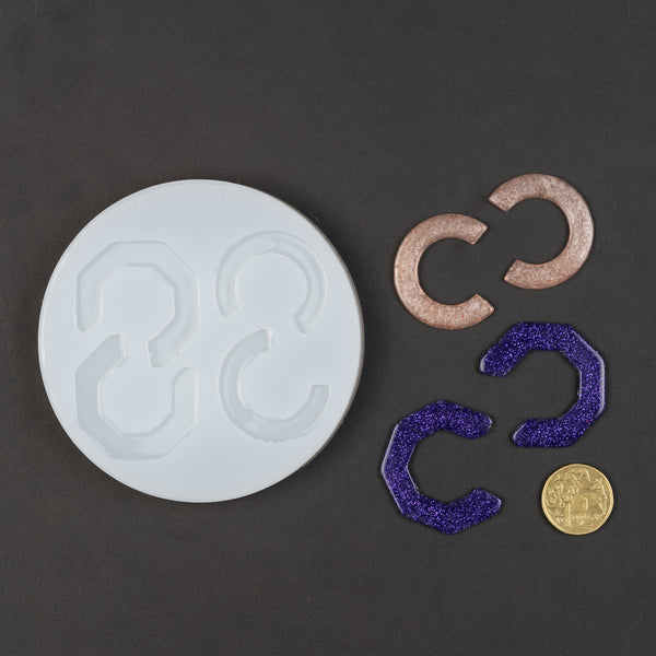 Curved earing silicone mould set