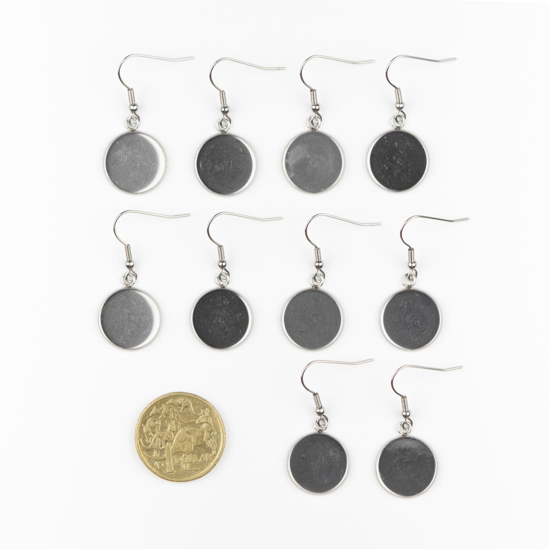 Hook Earring with 12mm Round Bezel