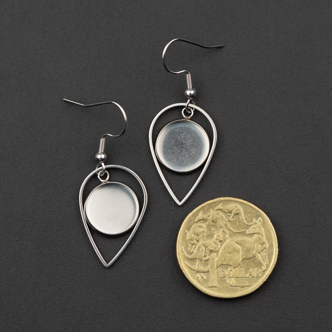 Earring, raindrop & Bezel 10pk