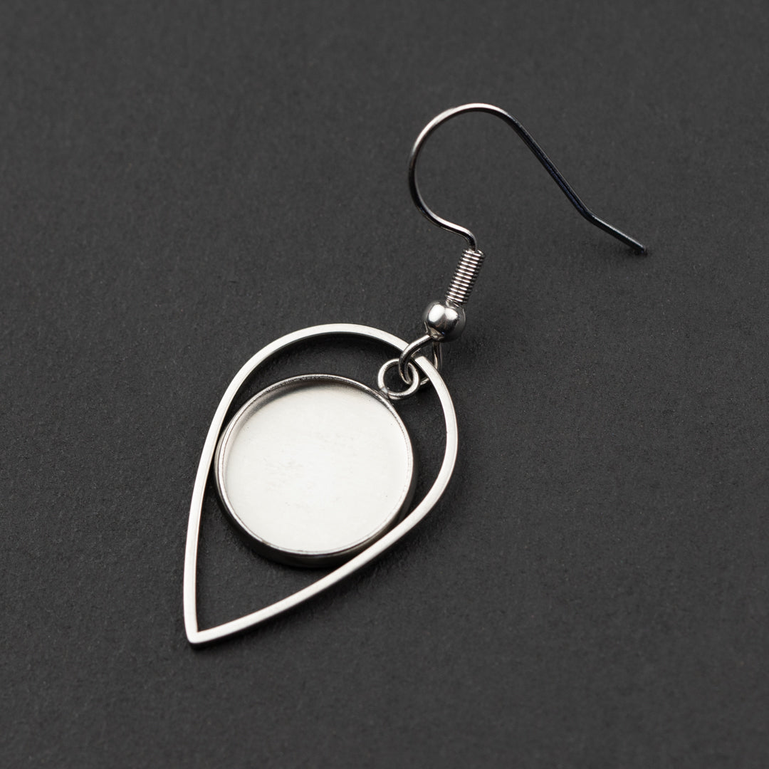 Earring, raindrop & Bezel 10pk