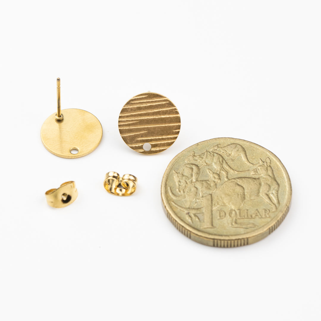 Textured Line Stud 5pr Pk Gold