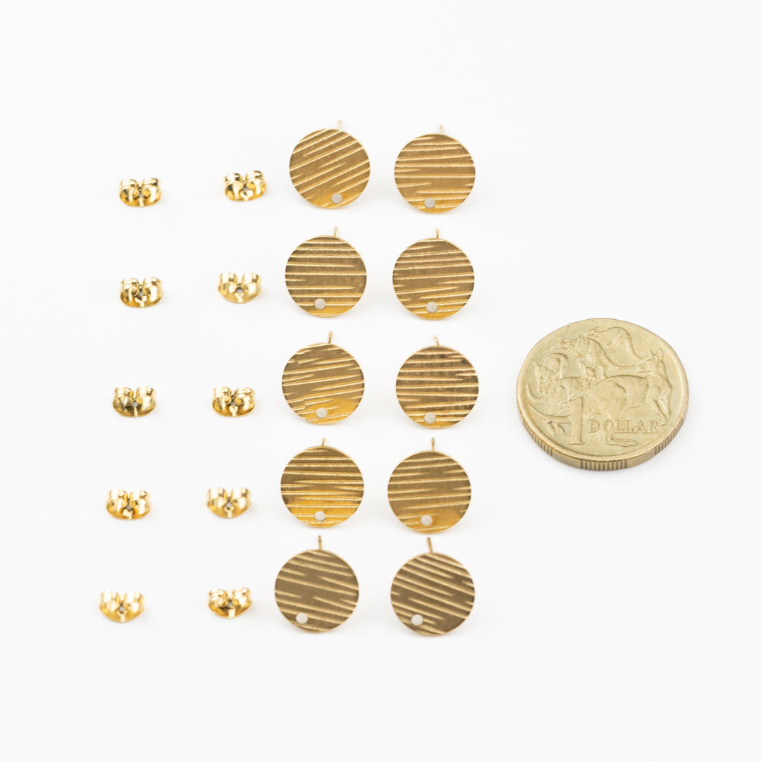 Textured Line Stud 5pr Pk Gold