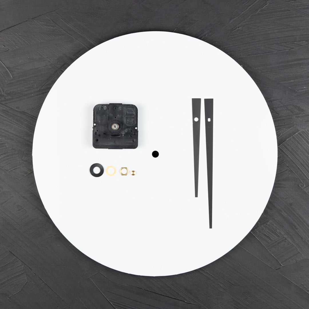 White Aluminium Art Board 30cm with Clock Mechanism
