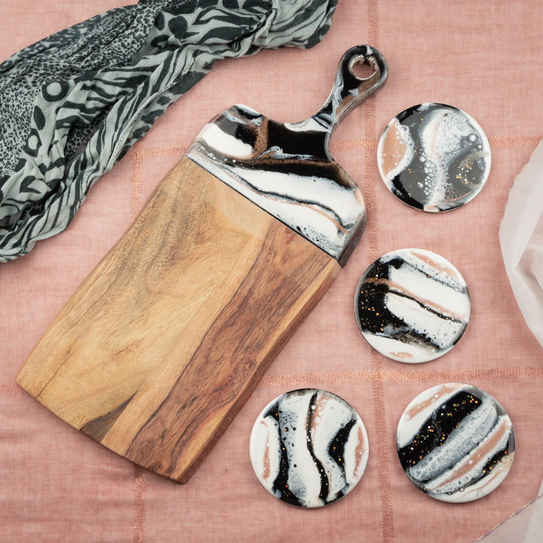 Resin serving board and coaster set class