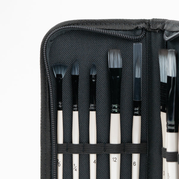 Pack of 10 Acrylic Brushes in Case