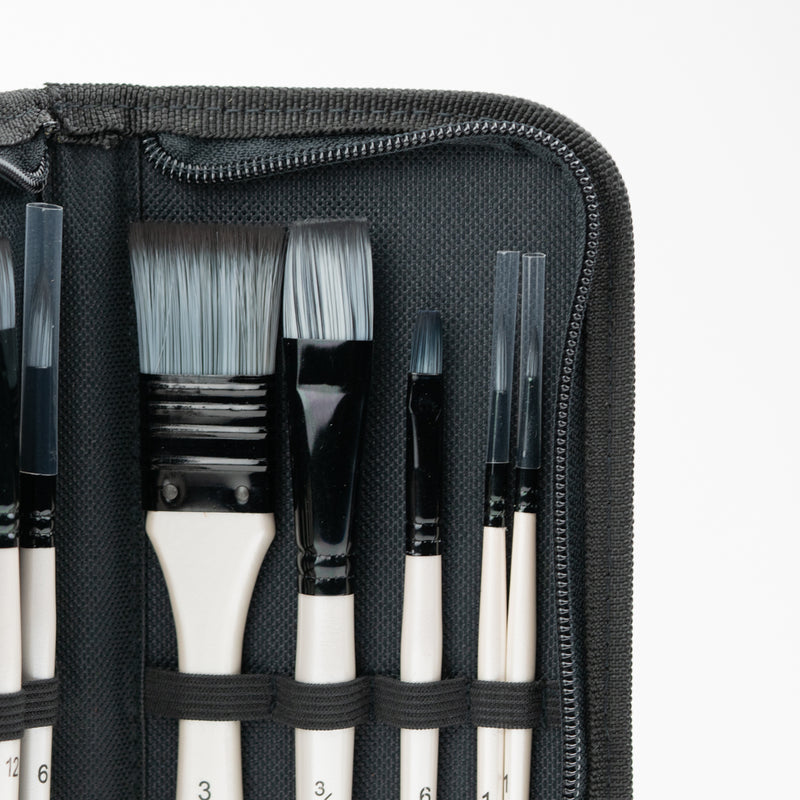 Pack of 10 Acrylic Brushes in Case