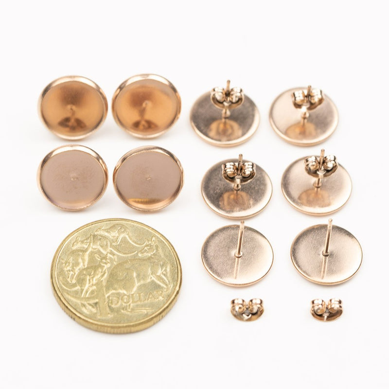 Bezel Stud Set Round 12mm Rose Gold 5pk