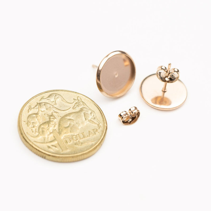 Bezel Stud Set Round 12mm Rose Gold 5pk
